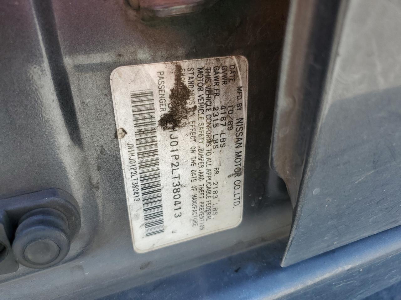 1990 Nissan Maxima VIN: JN1HJ01P2LT380413 Lot: 62397035