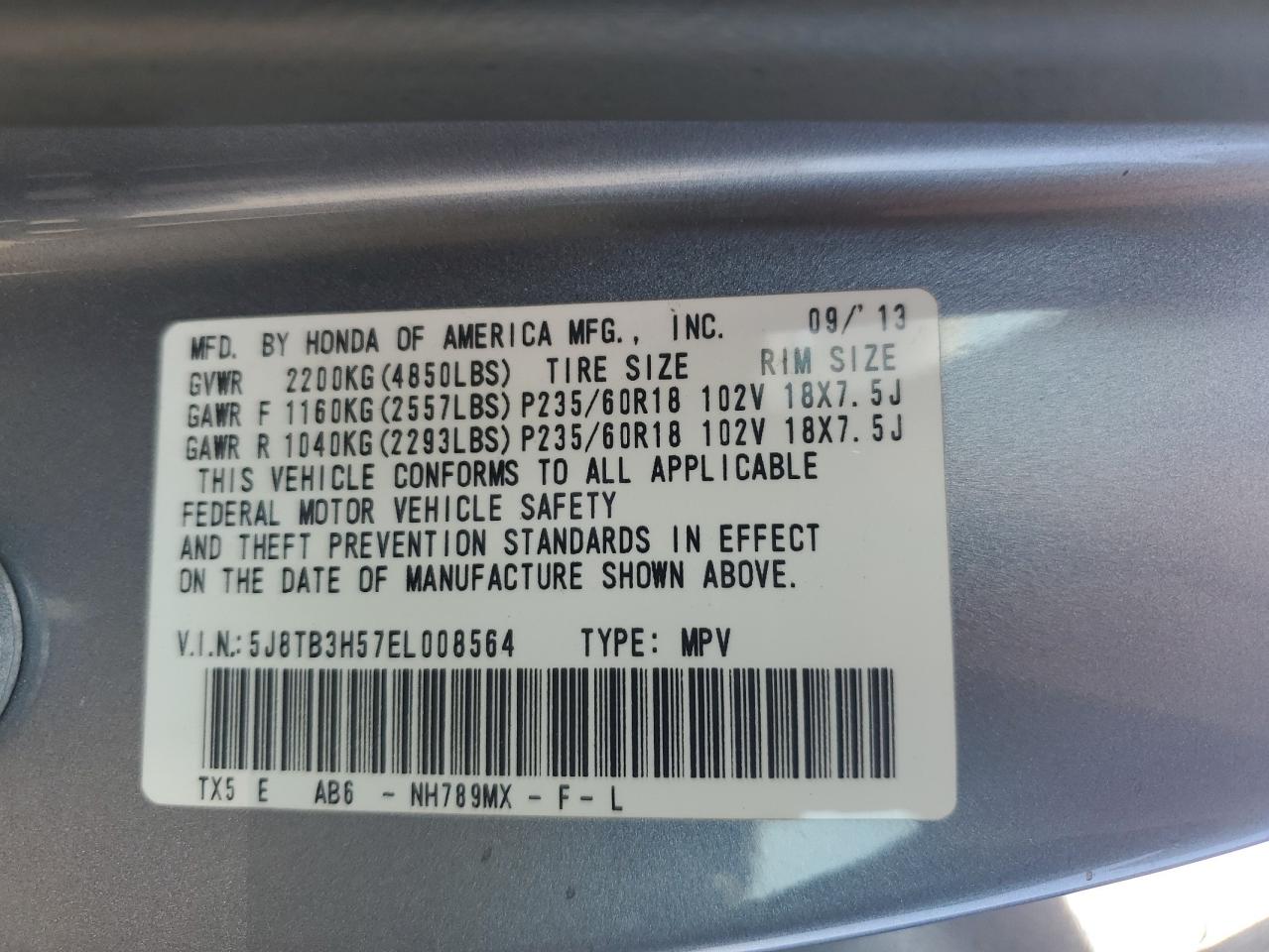2014 Acura Rdx Technology VIN: 5J8TB3H57EL008564 Lot: 61990815