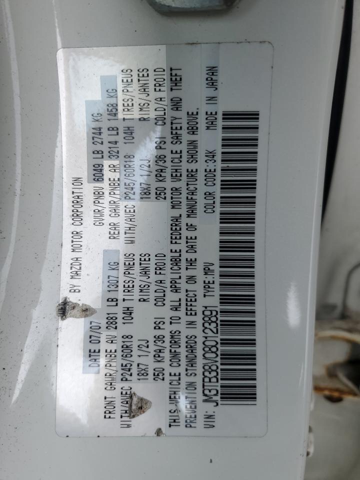 2008 Mazda Cx-9 VIN: JM3TB38V080123891 Lot: 62686215