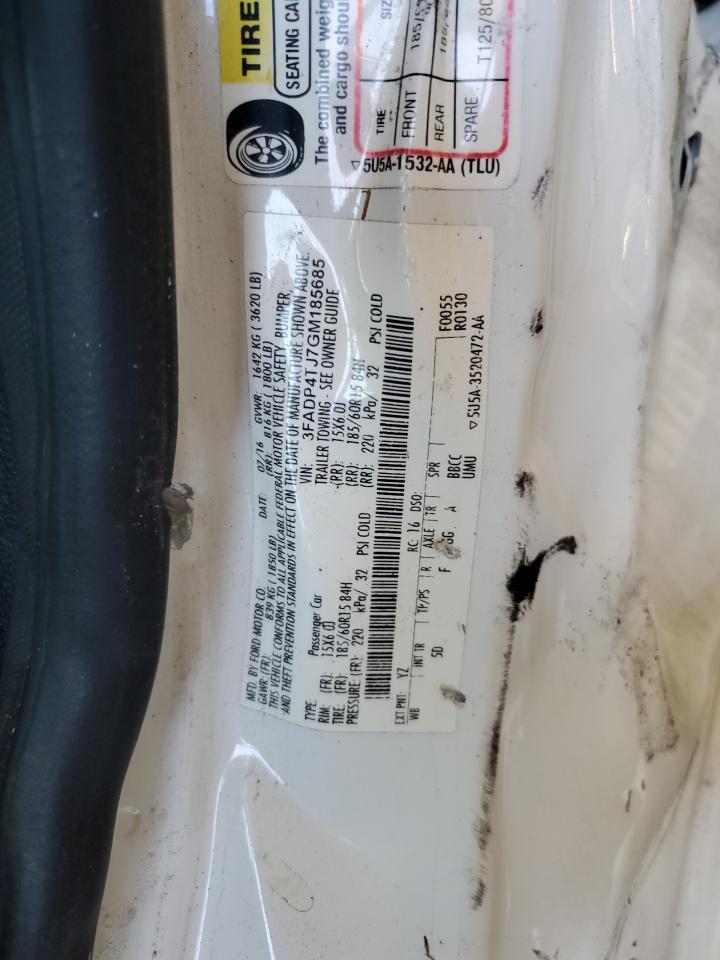 2016 Ford Fiesta S VIN: 3FADP4TJ7GM185685 Lot: 62880115