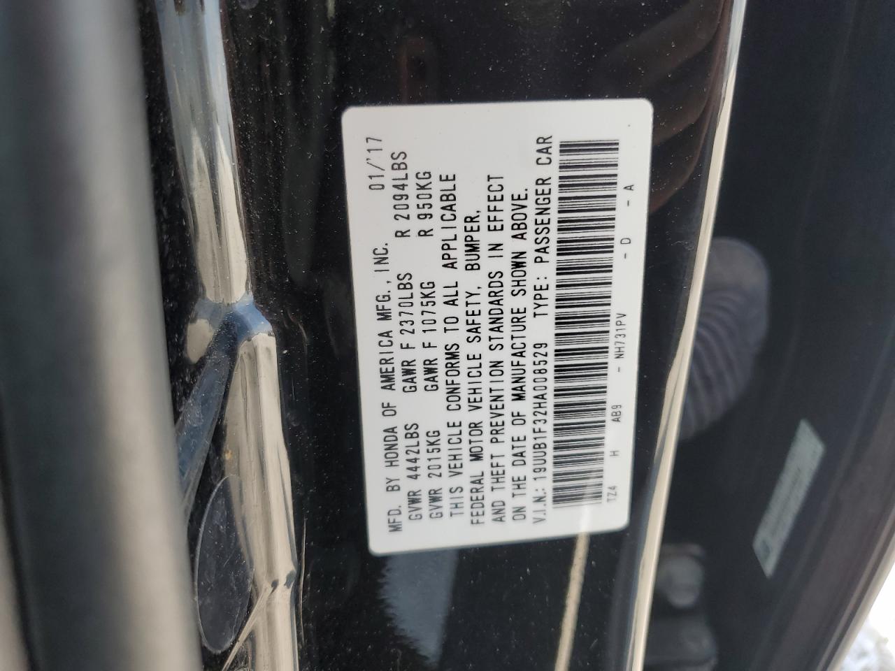 2017 Acura Tlx VIN: 19UUB1F32HA008529 Lot: 62456035