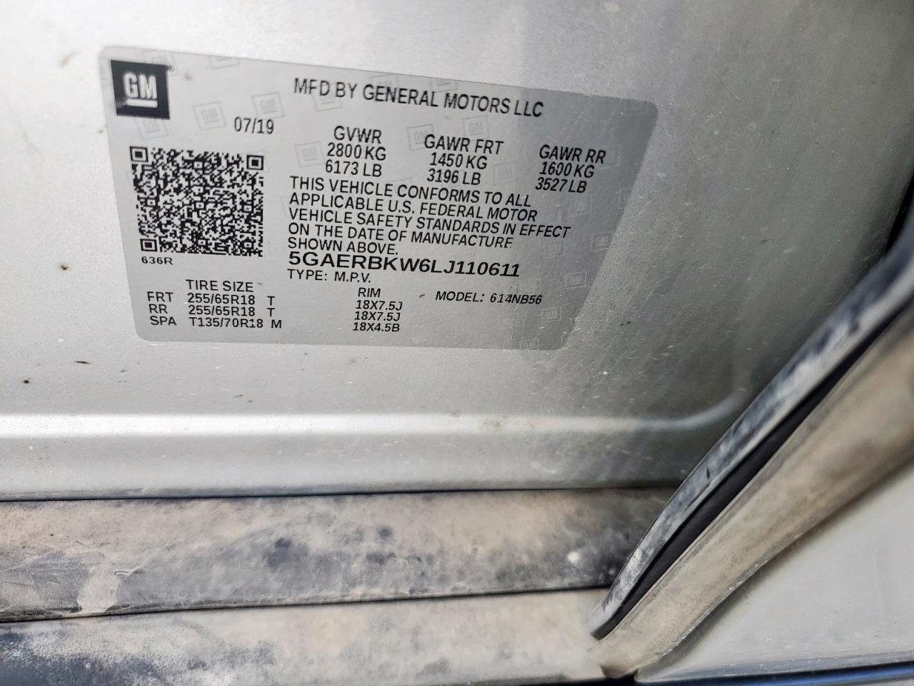 2020 Buick Enclave Essence VIN: 5GAERBKW6LJ110611 Lot: 60463735