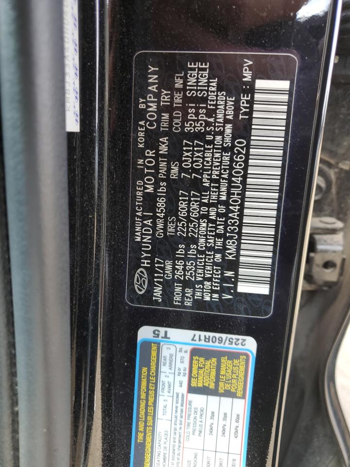 2017 Hyundai Tucson Limited VIN: KM8J33A40HU406620 Lot: 60320515