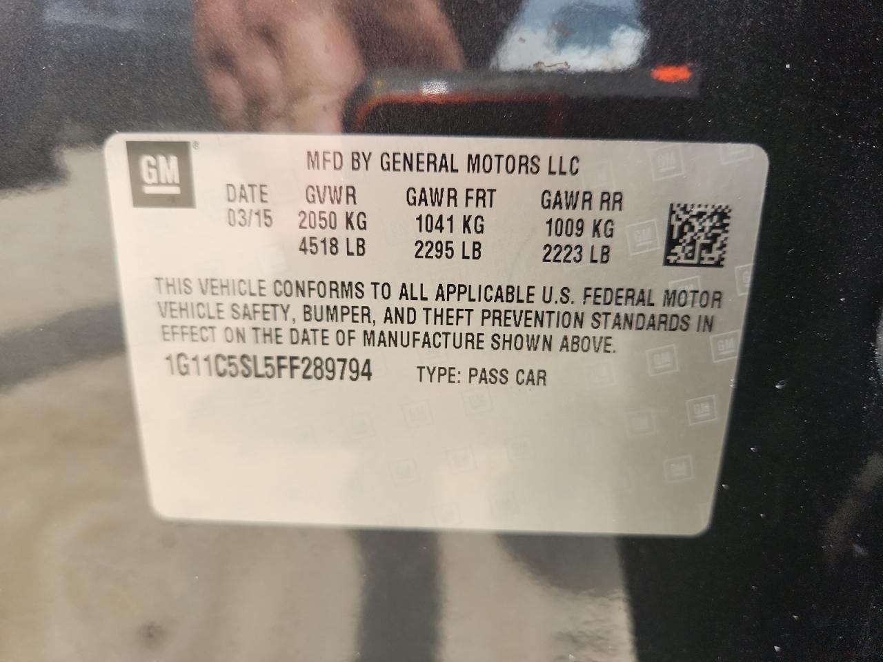 CHEVROLET MALIBU 2015 VIN 1G11C5SL5FF289794 фото 12