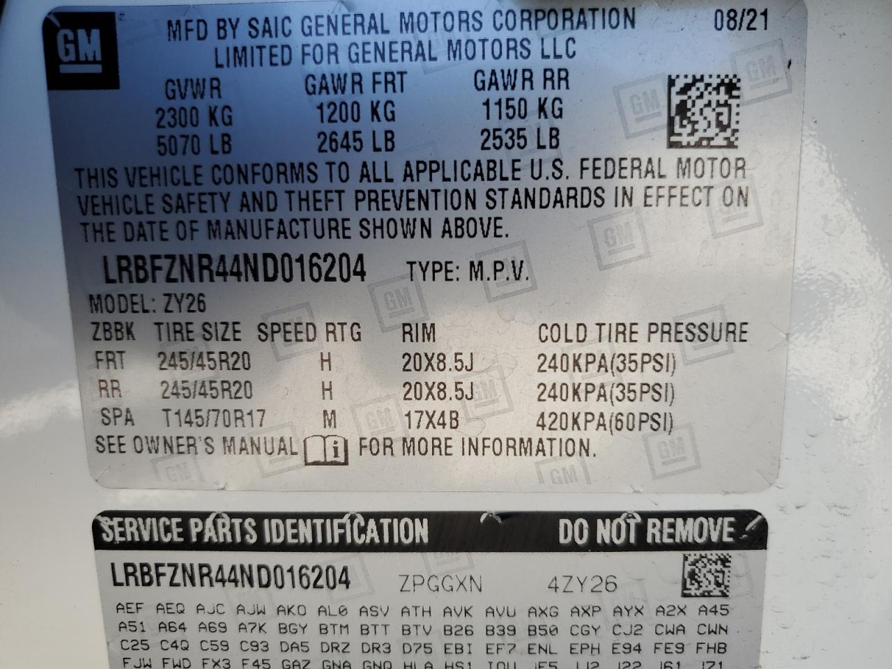 2022 Buick Envision Essence VIN: LRBFZNR44ND016204 Lot: 61136535
