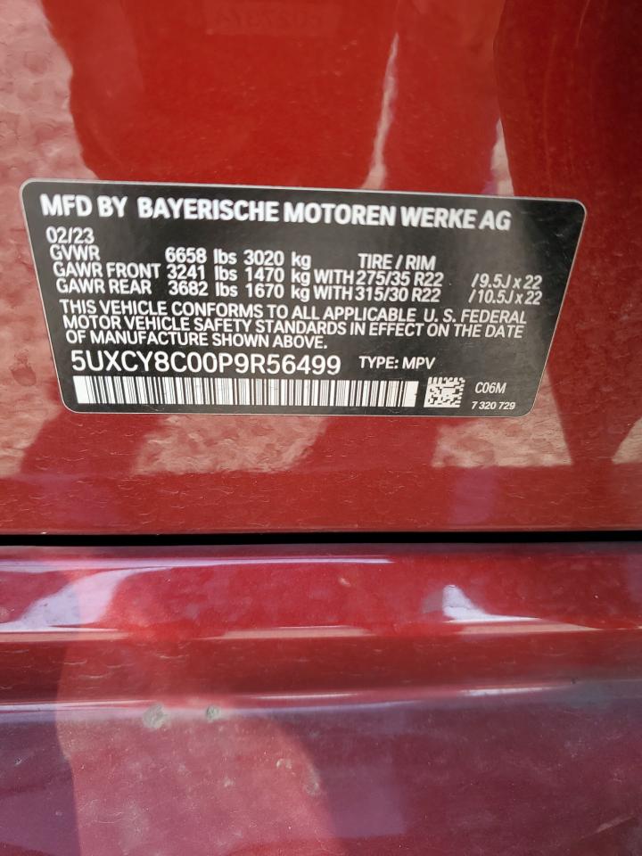 2023 BMW X6 M50I VIN: 5UXCY8C00P9R56499 Lot: 61268025