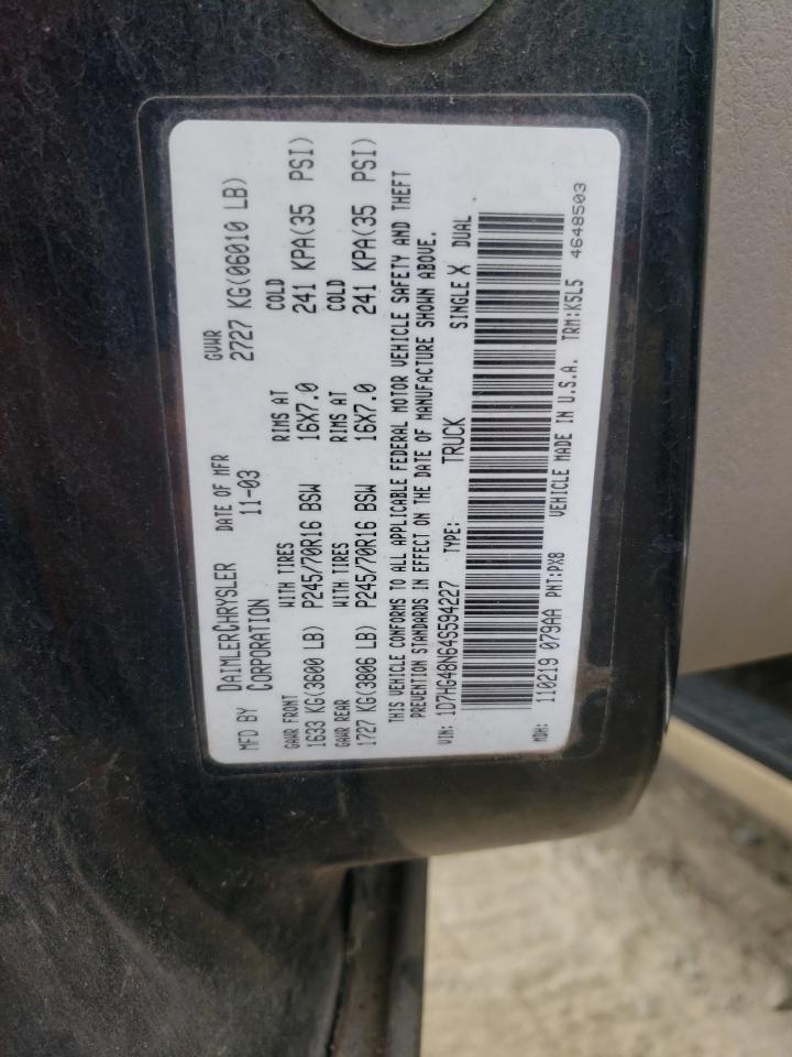 2004 Dodge Dakota Quad Slt VIN: 1D7HG48N64S594227 Lot: 62468295