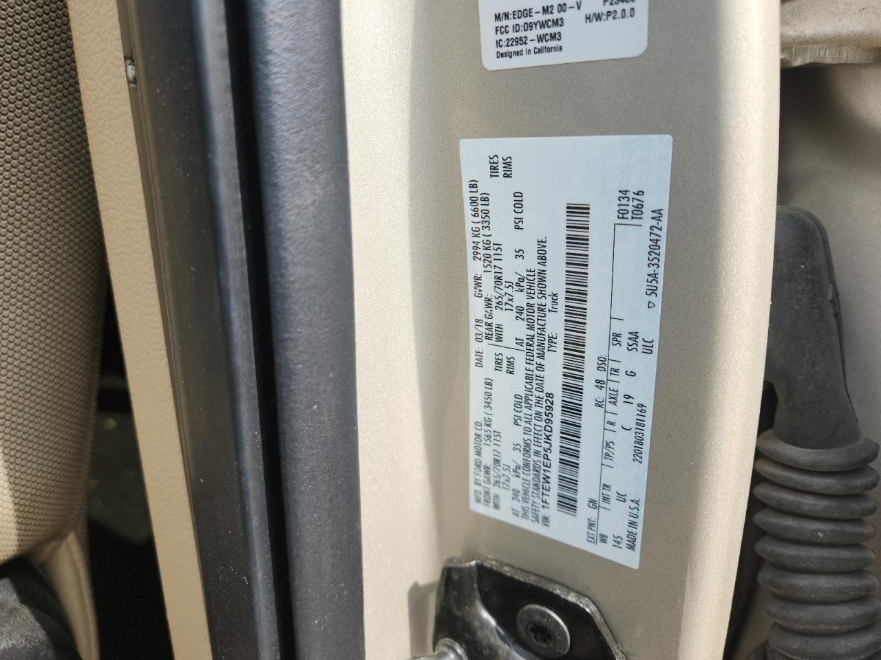 2018 Ford F150 Supercrew VIN: 1FTEW1EP5JKD95928 Lot: 60231705