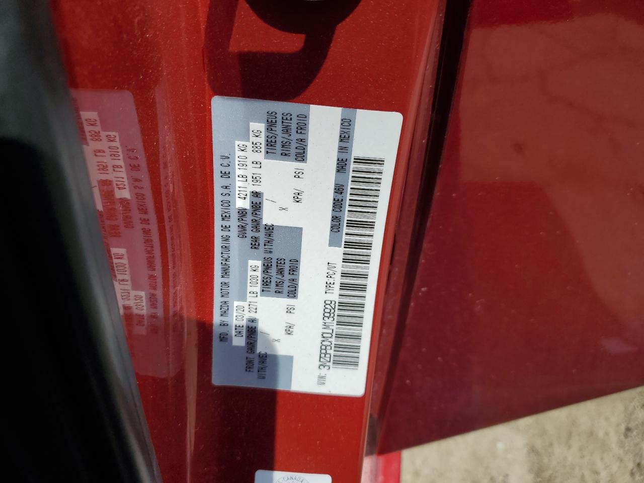 2020 Mazda 3 Select VIN: 3MZBPBCM0LM139929 Lot: 61175545