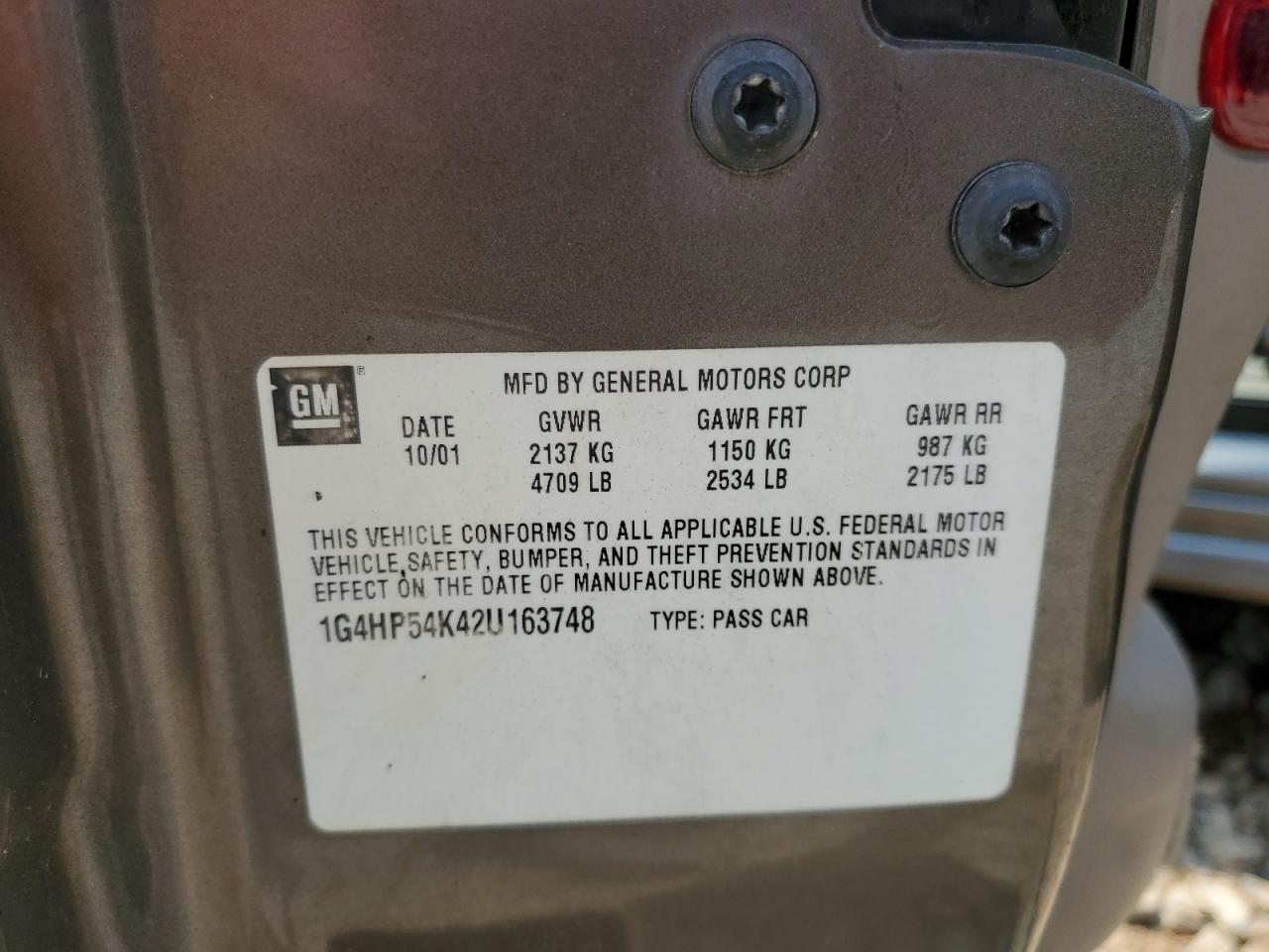 2002 Buick Lesabre Custom VIN: 1G4HP54K42U163748 Lot: 58930985