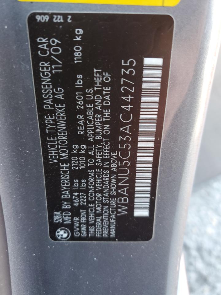 2010 BMW 528 I VIN: WBANU5C53AC442735 Lot: 62956875