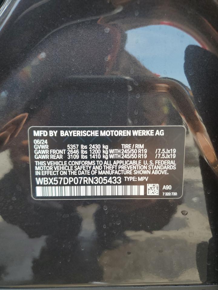 2024 BMW X3 xDrive30I VIN: WBX57DP07RN305433 Lot: 62598625