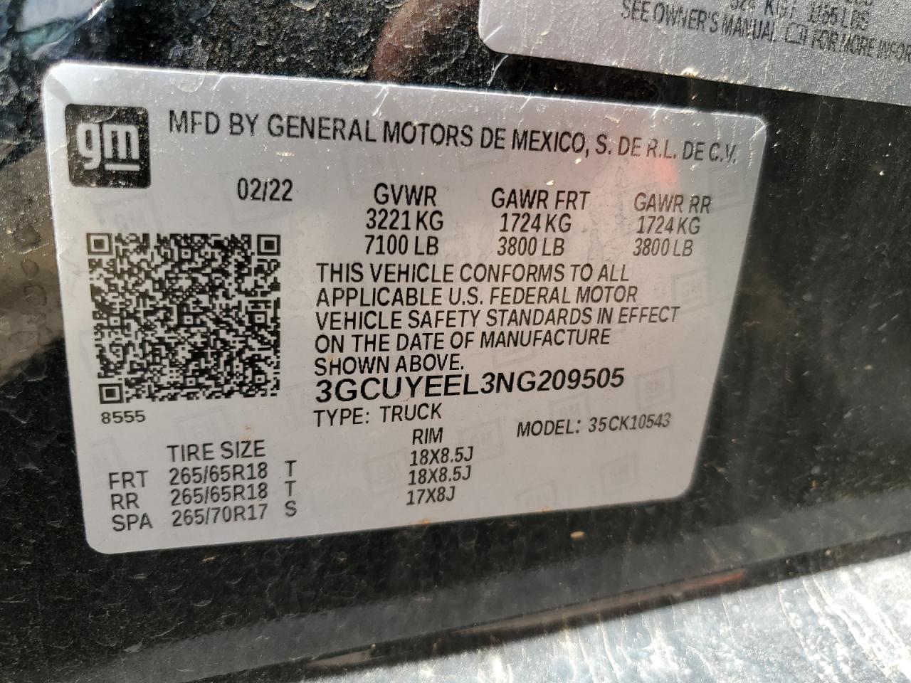 CHEVROLET ALL Models 2022 VIN 3GCUYEEL3NG209505 фото 12