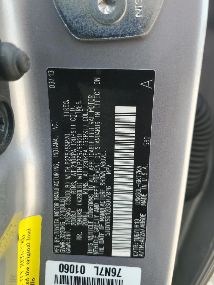 2013 Toyota Sequoia Platinum VIN: 5TDYY5G12DS047816 Lot: 60927035