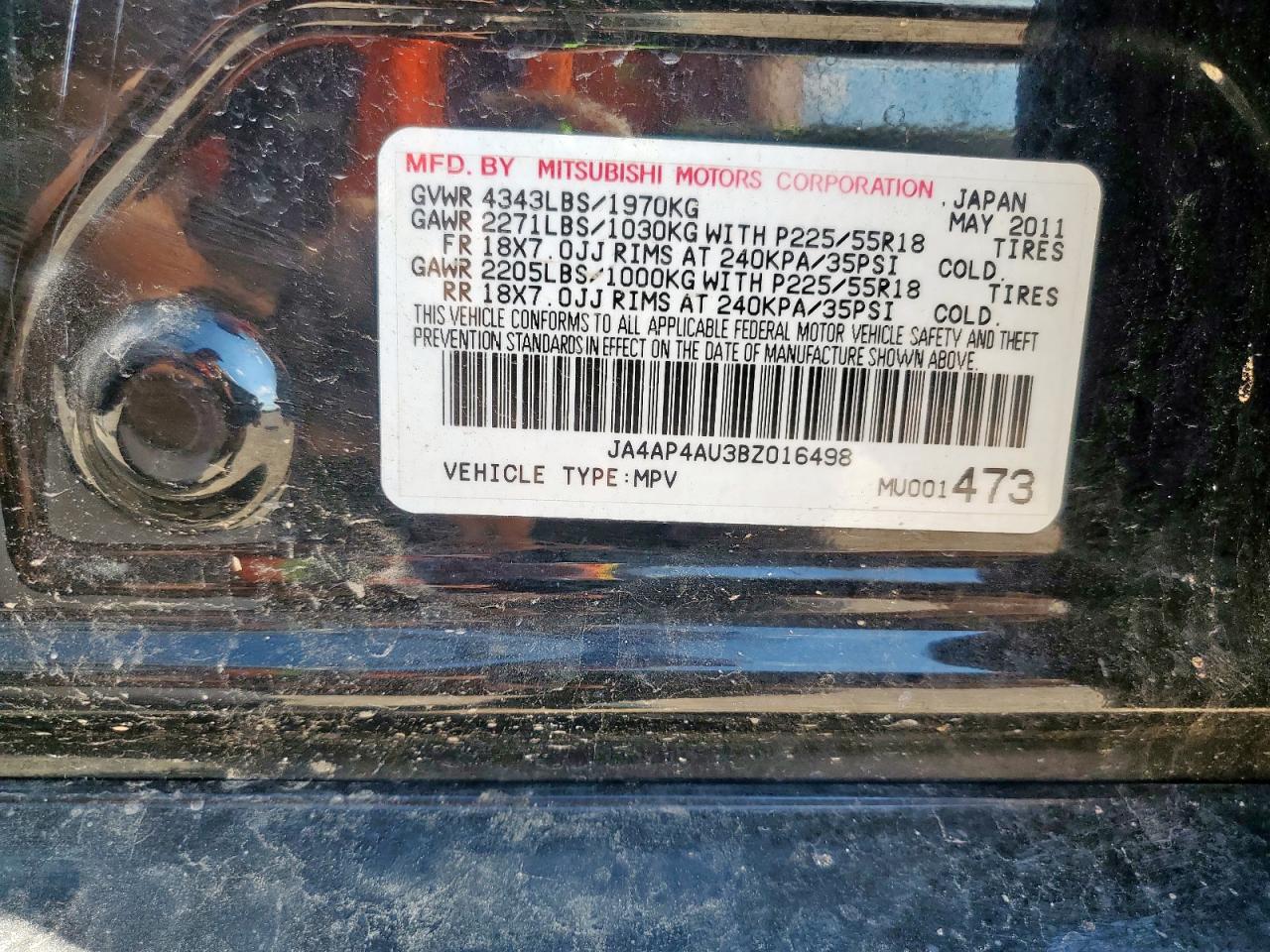 2011 Mitsubishi Outlander Sport Se VIN: JA4AP4AU3BZ016498 Lot: 60542555