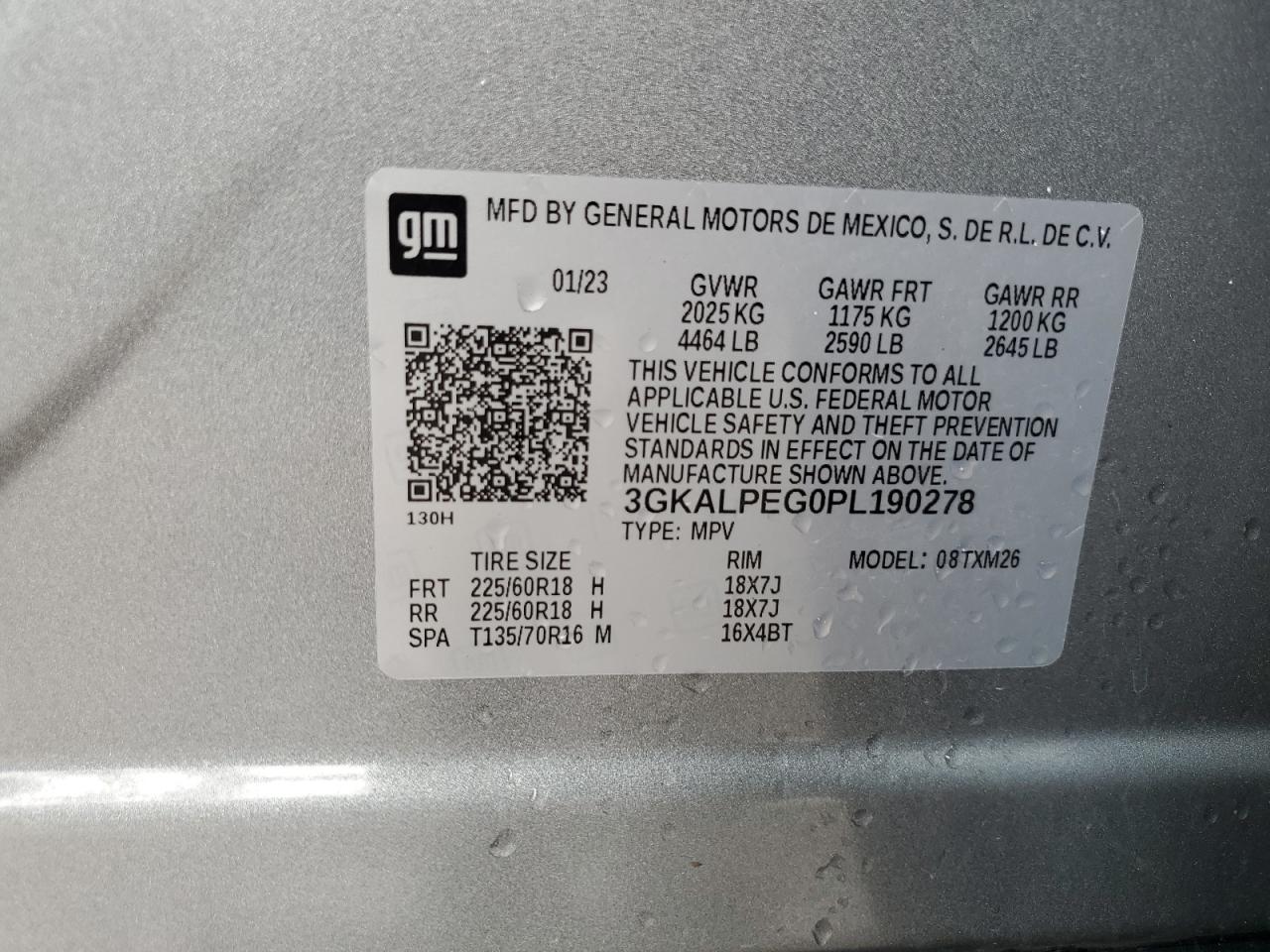 2023 GMC Terrain Slt VIN: 3GKALPEG0PL190278 Lot: 59855845