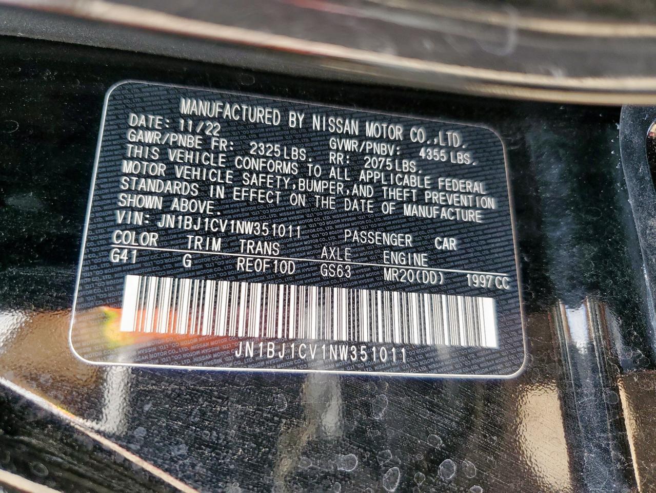 2022 Nissan Rogue Sport Sl VIN: JN1BJ1CV1NW351011 Lot: 61257725