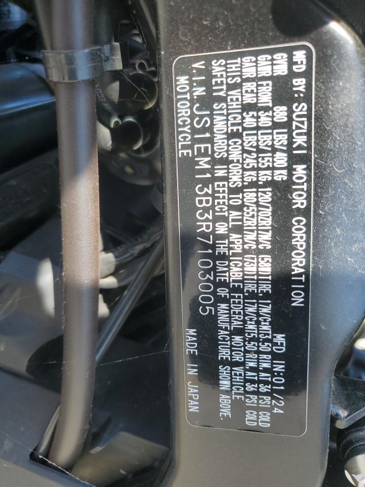 2024 Suzuki Gsx800 F VIN: JS1EM13B3R7103005 Lot: 60900285
