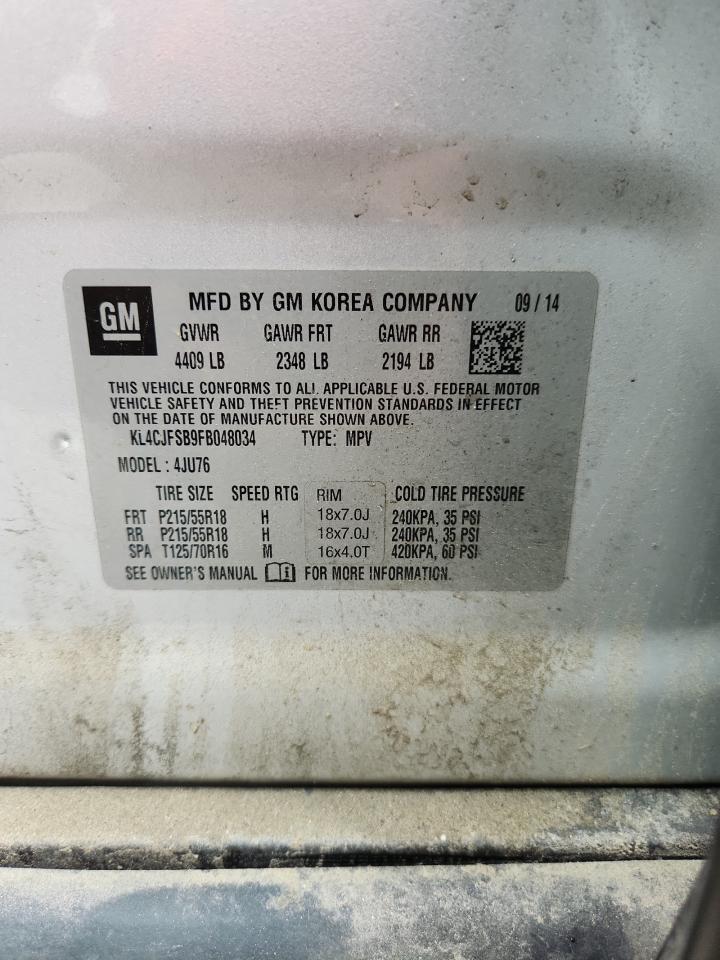 2015 Buick Encore Convenience VIN: KL4CJFSB9FB048034 Lot: 61555945