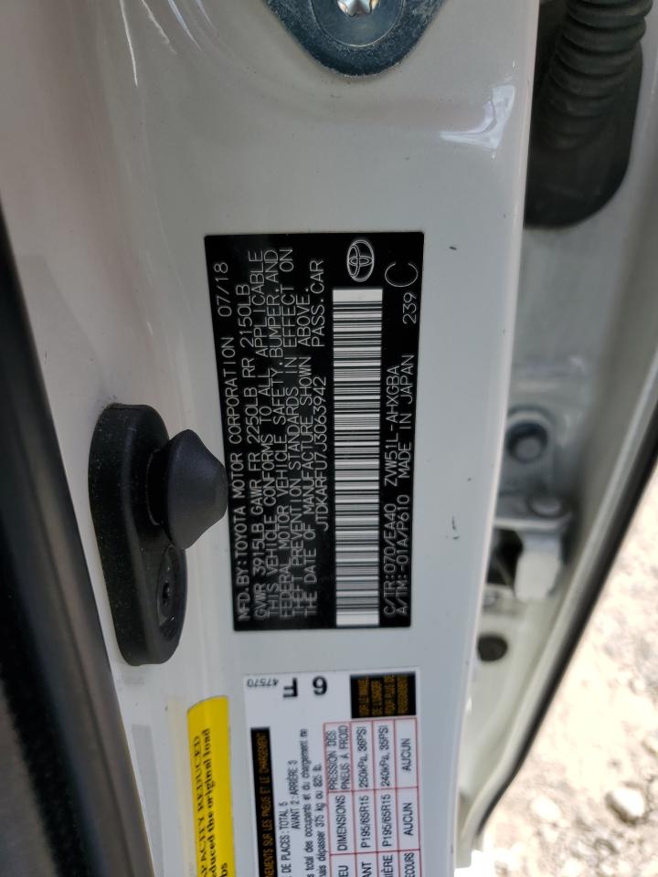 2018 Toyota Prius VIN: JTDKARFU7J3063942 Lot: 61421645