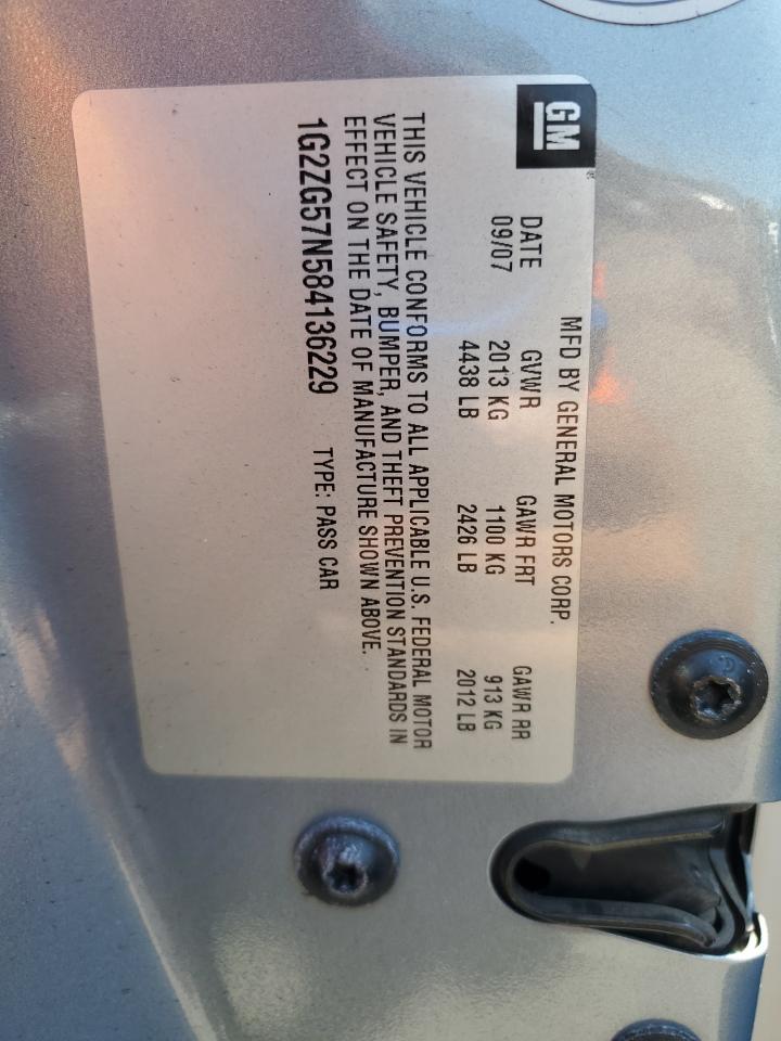 2008 Pontiac G6 Base VIN: 1G2ZG57N584136229 Lot: 62376445