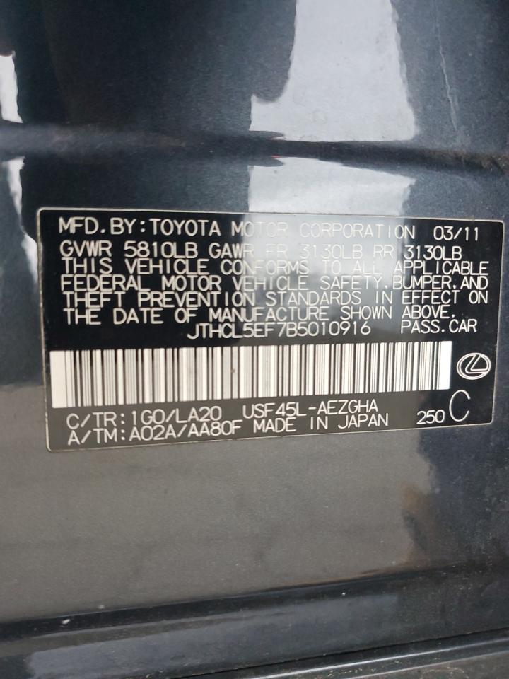 2011 Lexus Ls 460 VIN: JTHCL5EF7B5010916 Lot: 61899765