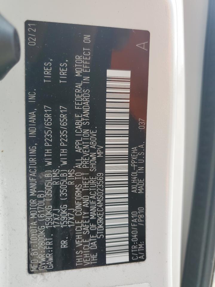 2021 Toyota Sienna Le VIN: 5TDKRKEC4MS023569 Lot: 60373465