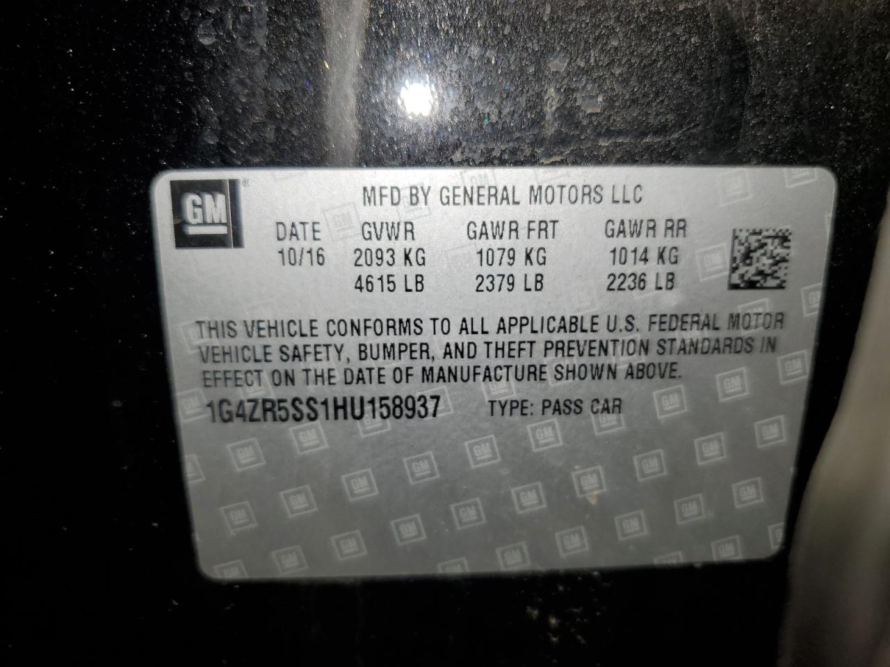 2017 Buick Lacrosse Premium VIN: 1G4ZR5SS1HU158937 Lot: 60442955