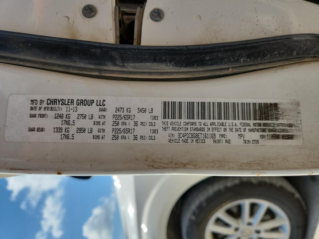 2014 Dodge Journey Sxt VIN: 3C4PDCBG8ET161169 Lot: 61913765