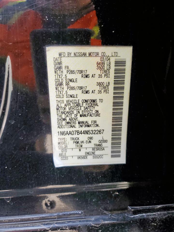 2004 Nissan Titan Xe VIN: 1N6AA07B44N532267 Lot: 58832465