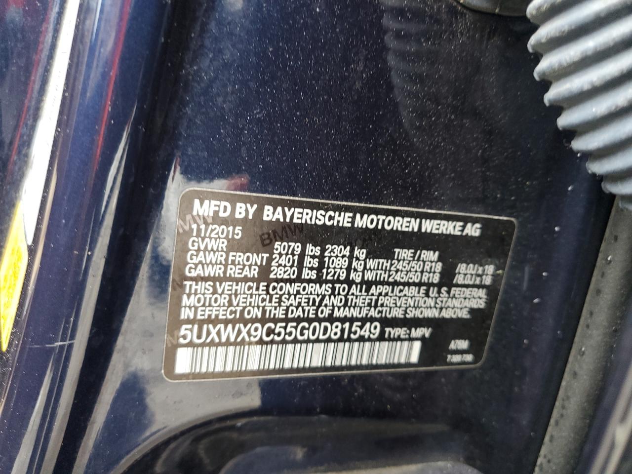 2016 BMW X3 xDrive28I VIN: 5UXWX9C55G0D81549 Lot: 62593445