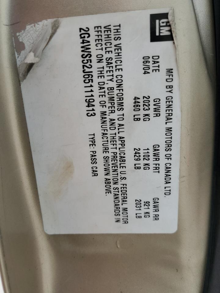 2005 Buick Century Custom VIN: 2G4WS52J651119413 Lot: 60751095