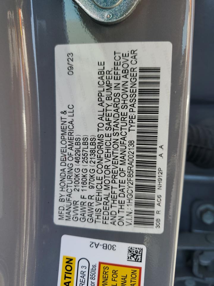 HONDA ACCORD 2024 VIN 1HGCY2F85RA002138 фото 12
