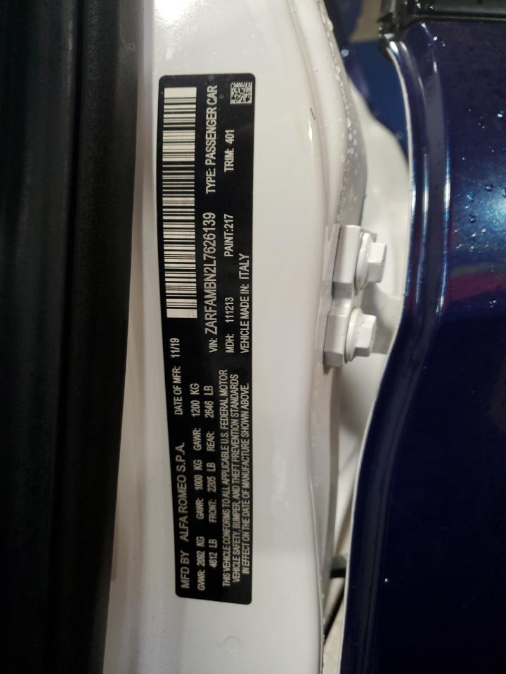 2020 Alfa Romeo Giulia Ti VIN: ZARFAMBN2L7626139 Lot: 60708035