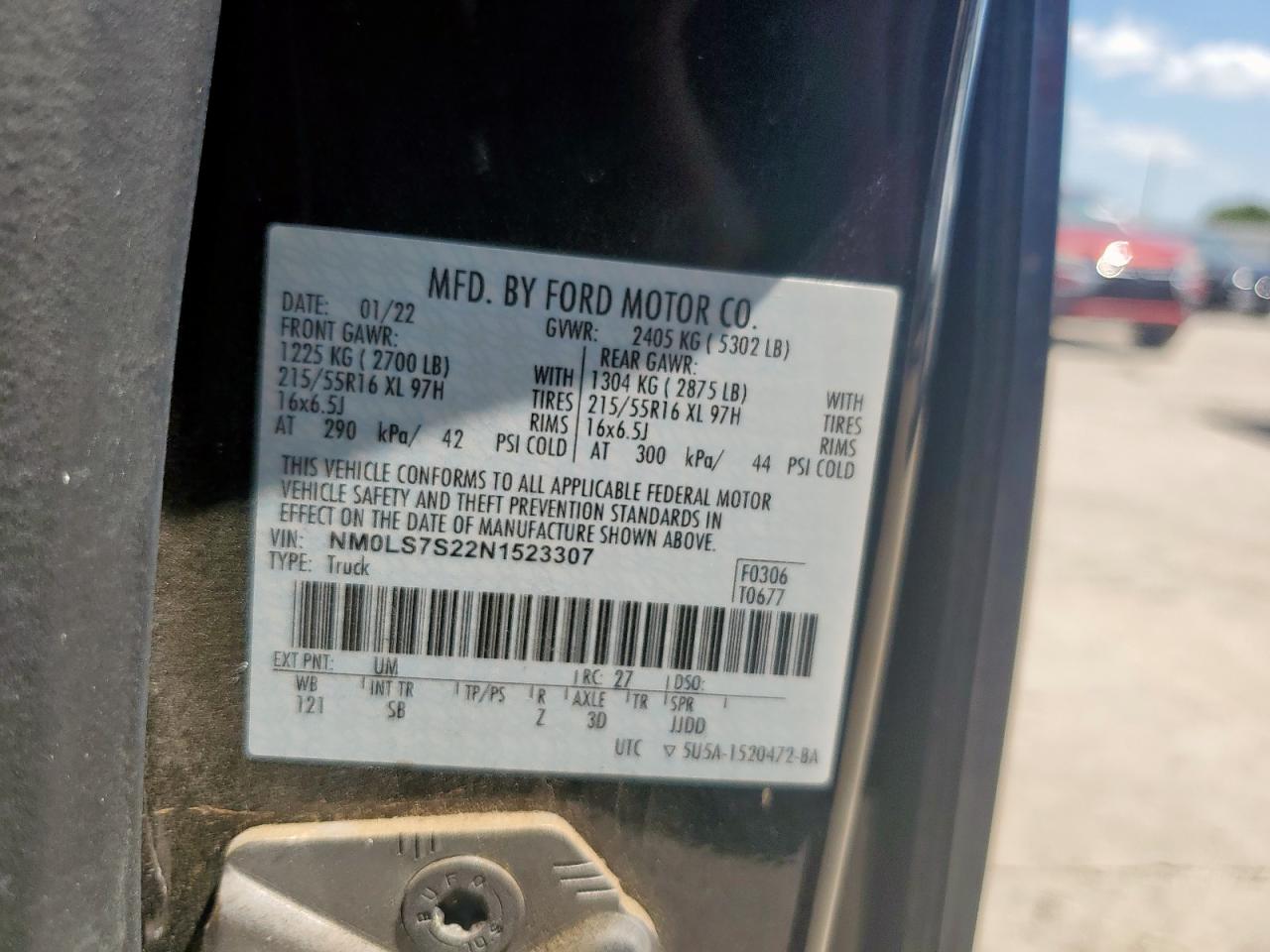 2022 Ford Transit Connect Xl VIN: NM0LS7S22N1523307 Lot: 60104695