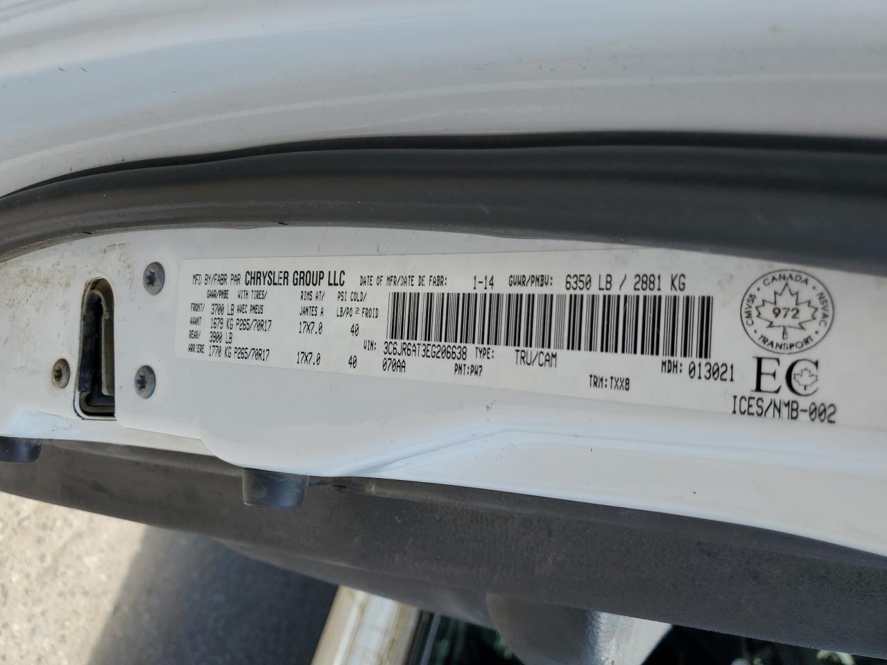 RAM 1500 2014 VIN 3C6JR6AT3EG206638 photo 12
