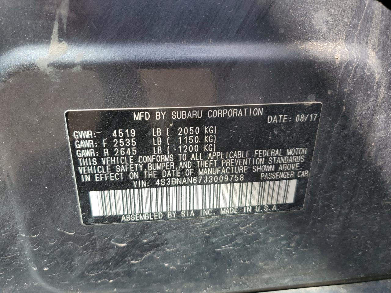 2018 Subaru Legacy 2.5I Limited VIN: 4S3BNAN67J3009758 Lot: 62266075