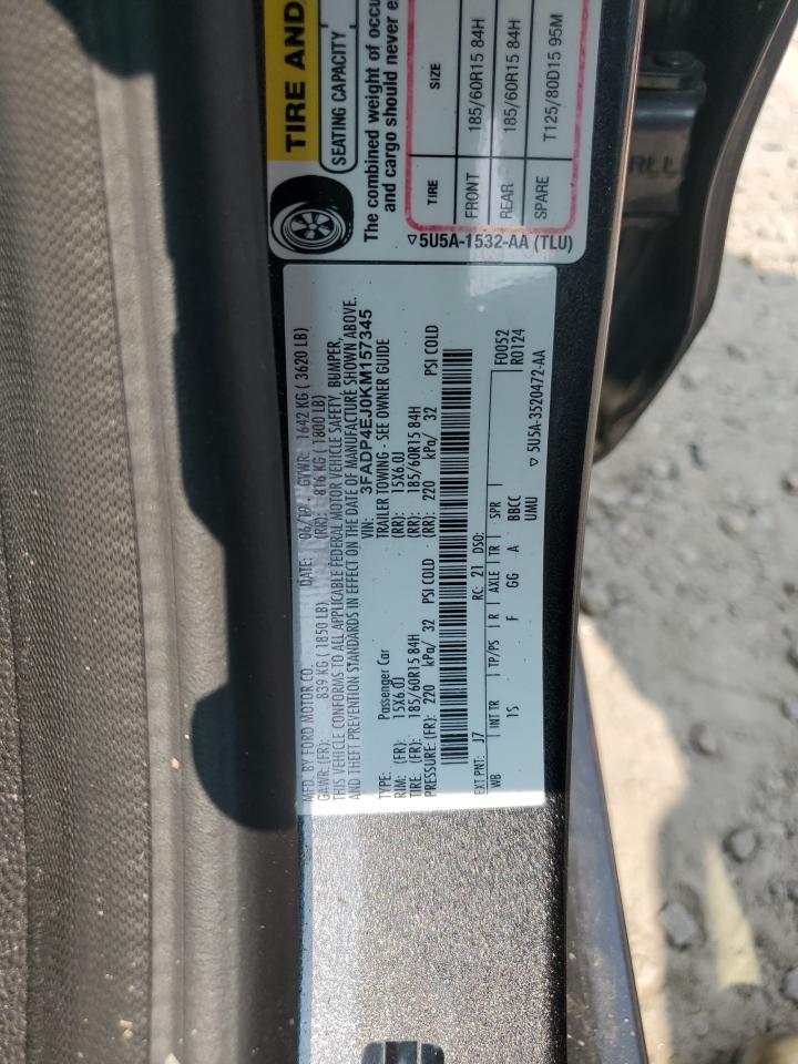 2019 Ford Fiesta Se VIN: 3FADP4EJ0KM157345 Lot: 62308375