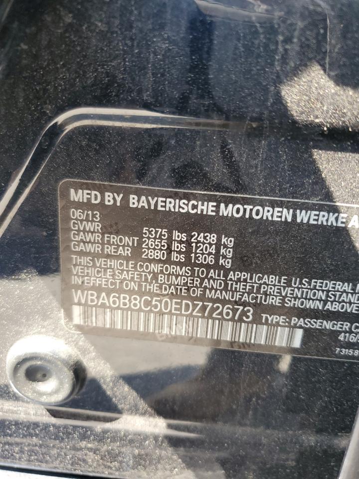 2014 BMW 640 Xi Gran Coupe VIN: WBA6B8C50EDZ72673 Lot: 57840245