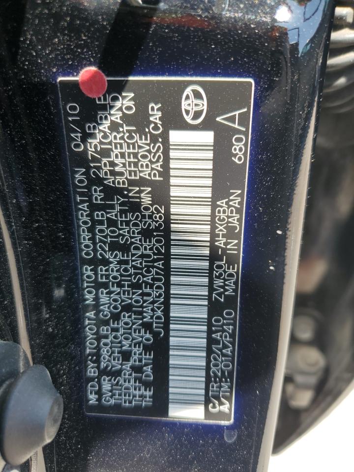 2010 Toyota Prius VIN: JTDKN3DU7A1201382 Lot: 63056565