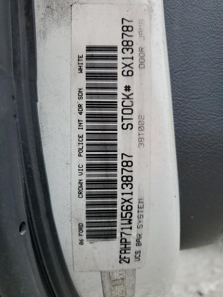 2006 Ford Crown Victoria Police Interceptor VIN: 2FAHP71W56X138787 Lot: 62746335