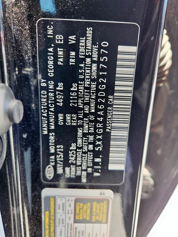 2013 Kia Optima Sx VIN: 5XXGR4A62DG217570 Lot: 62965175