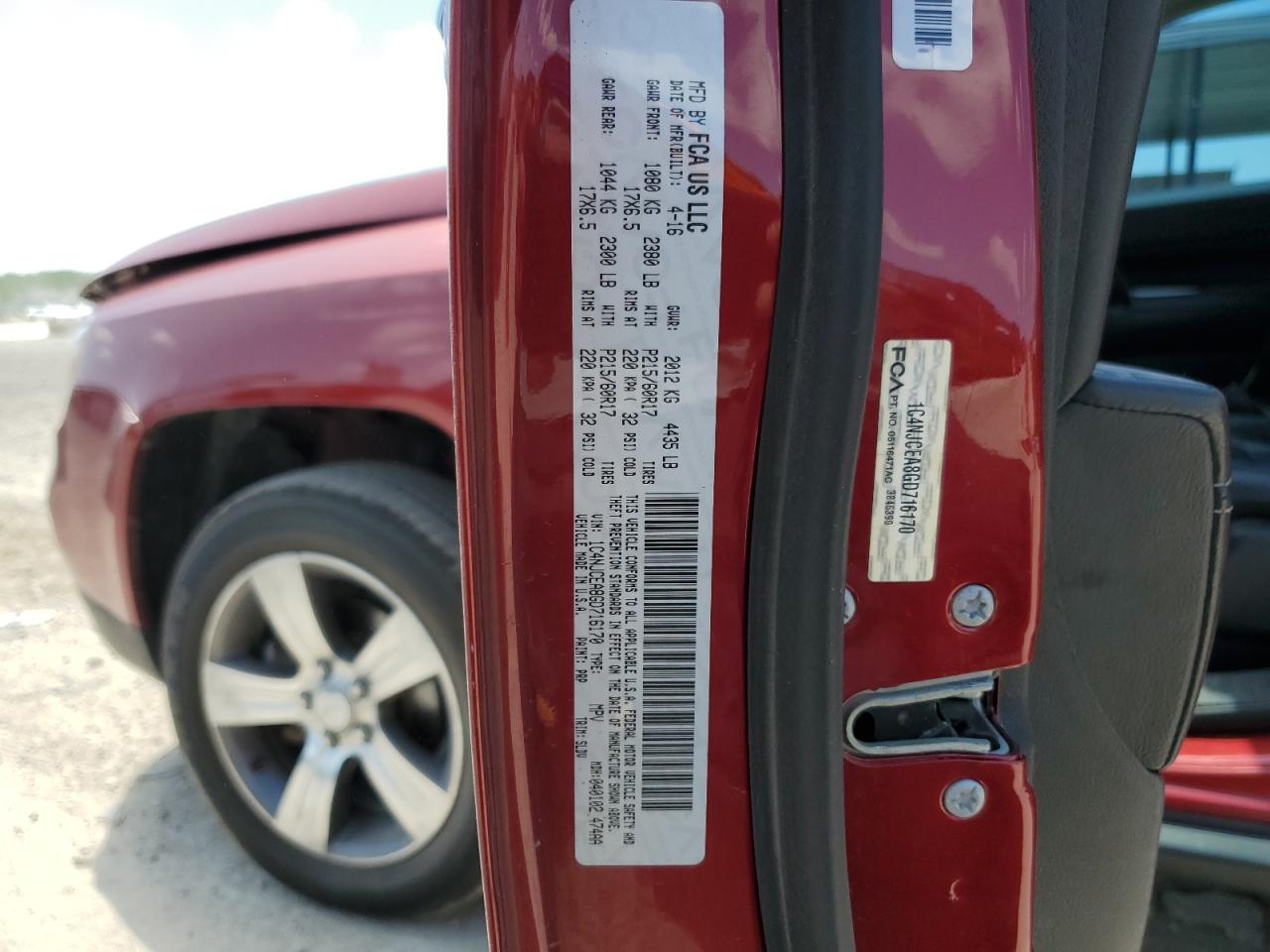 2016 Jeep Compass Latitude VIN: 1C4NJCEA8GD716170 Lot: 62654835