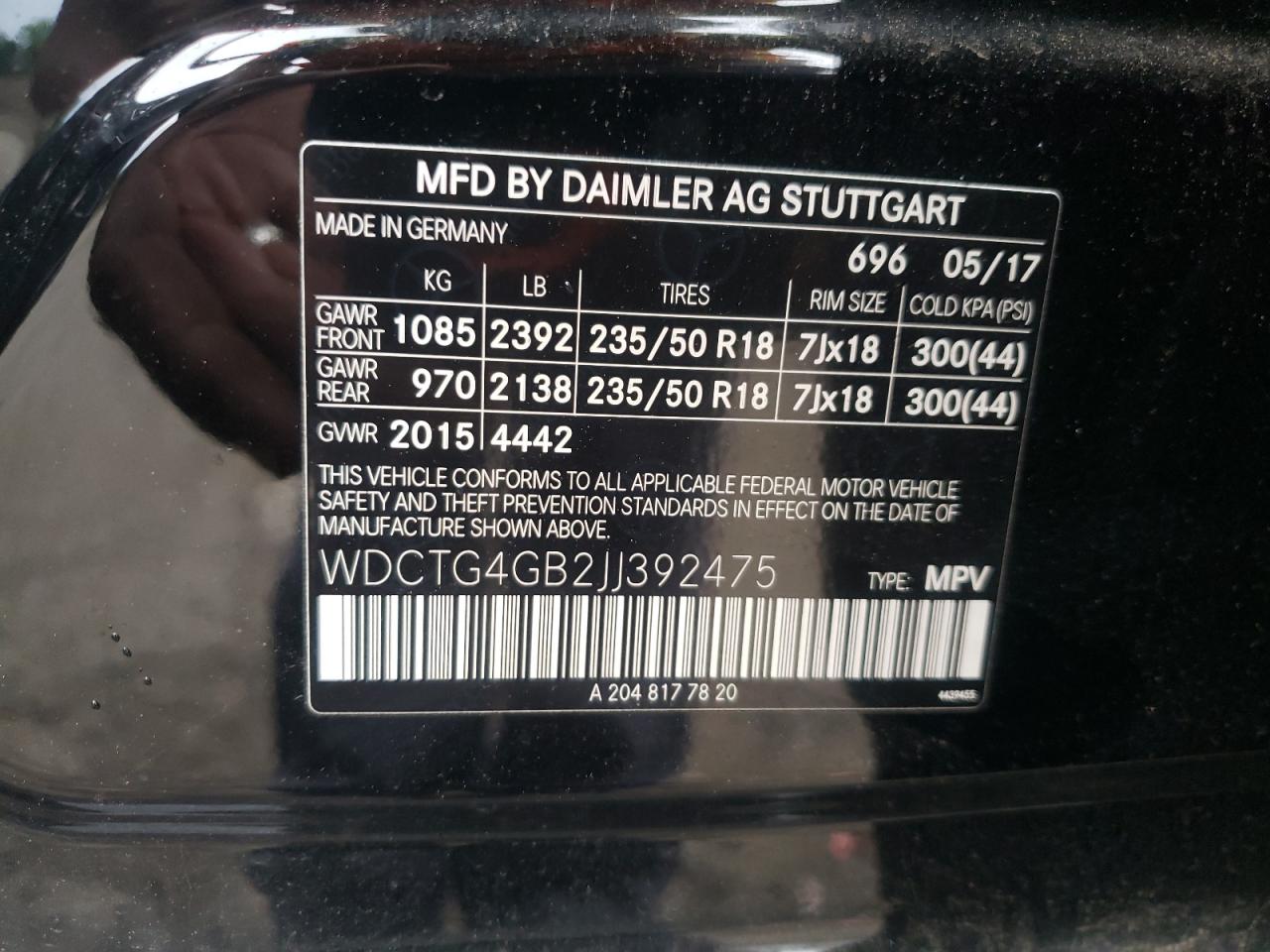 2018 Mercedes-Benz Gla 250 4Matic VIN: WDCTG4GB2JJ392475 Lot: 62201845