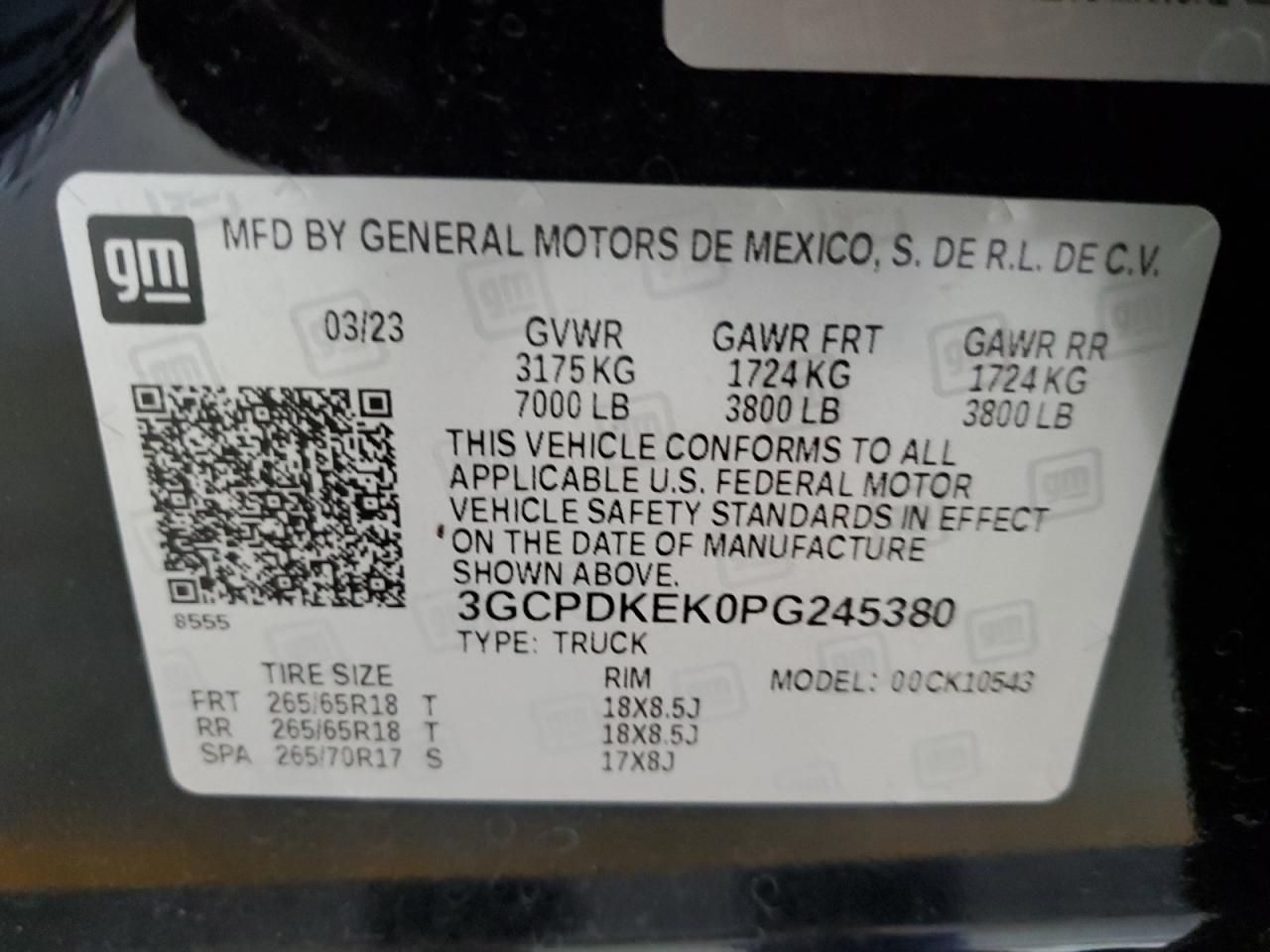 3GCPDKEK0PG245380 2023 Chevrolet Silverado K1500 Lt-L