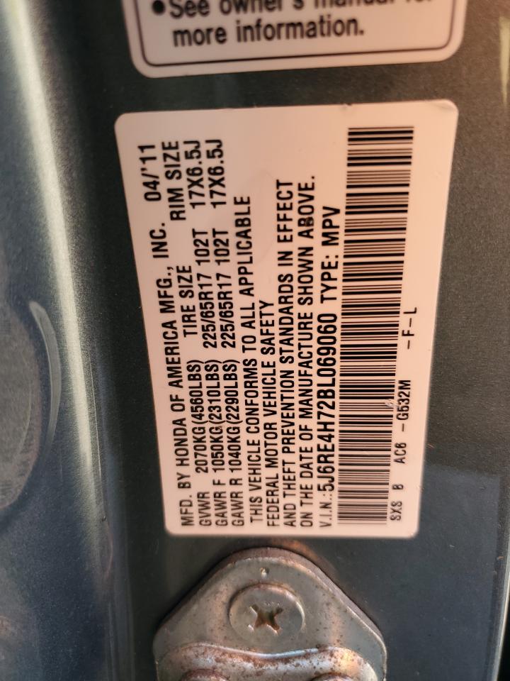 2011 Honda Cr-V Exl VIN: 5J6RE4H72BL069060 Lot: 83775524