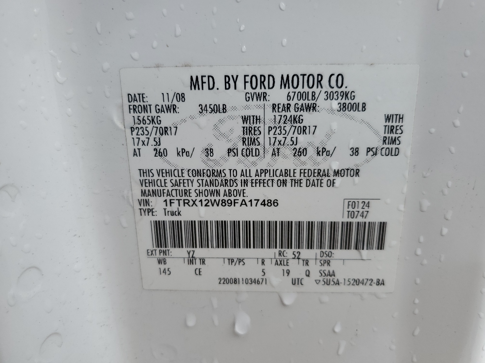 1FTRX12W89FA17486 2009 Ford F150 Super Cab