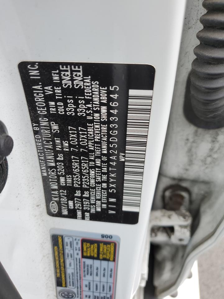 2013 Kia Sorento Lx VIN: 5XYKT4A25DG334645 Lot: 60128054