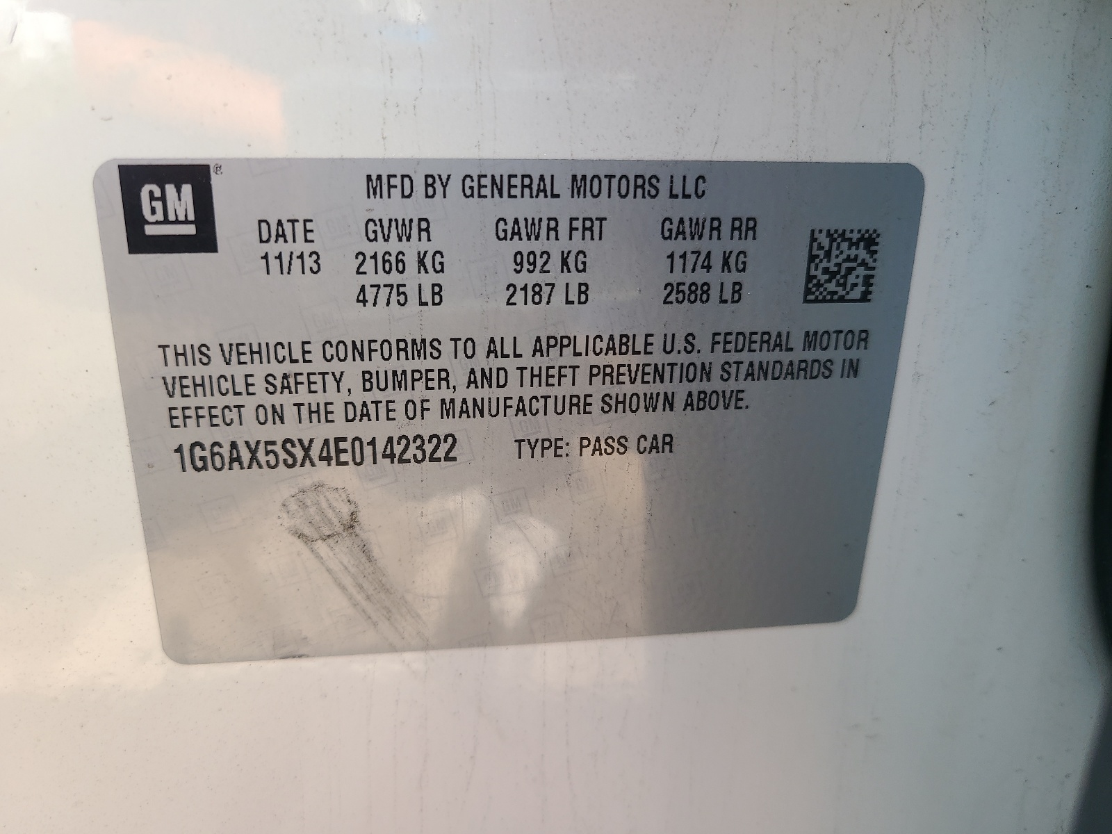 1G6AX5SX4E0142322 2014 Cadillac Cts Luxury Collection