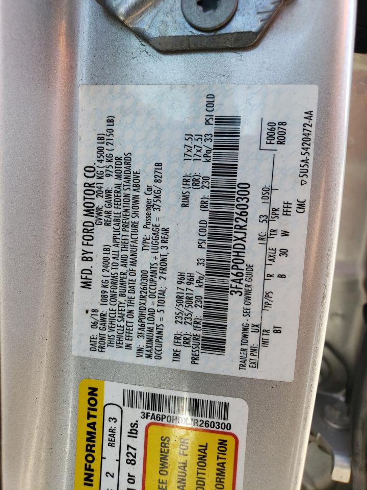 3FA6P0HDXJR260300 2018 Ford Fusion Se